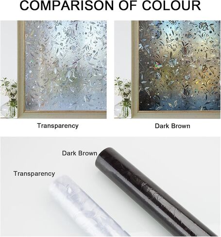 CottonColors Window Privacy Film 35"x78", 3D Rainbow Window Film Decorative Window Film Heat Blocking Static Cling Non-Adhesive Window Clings for Glass Windows in Saudi Arabia
