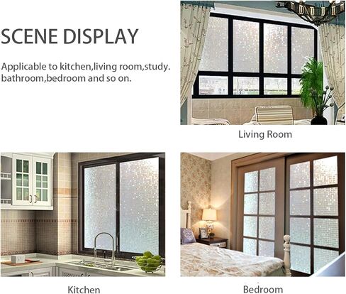 CottonColors Window Privacy Film 35"x78", 3D Rainbow Window Film Decorative Window Film Heat Blocking Static Cling Non-Adhesive Window Clings for Glass Windows in Kuwait