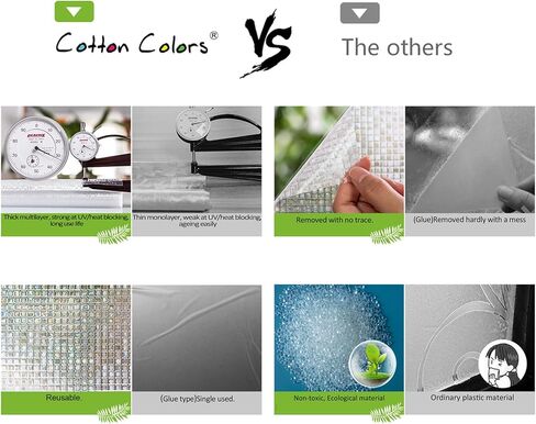 CottonColors Window Privacy Film 35"x78", 3D Rainbow Window Film Decorative Window Film Heat Blocking Static Cling Non-Adhesive Window Clings for Glass Windows in Kuwait