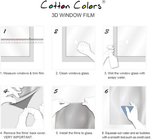 CottonColors Window Privacy Film 35"x78", 3D Rainbow Window Film Decorative Window Film Heat Blocking Static Cling Non-Adhesive Window Clings for Glass Windows in Kuwait