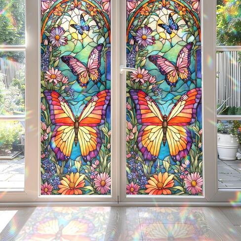 Sunflower Stained Glass Window Film, Decorative Sunflower Stained Glass Window Film, Sunflower Stained Glass Window Film for Bathroom Shower Door Heat Anti UV in Kuwait