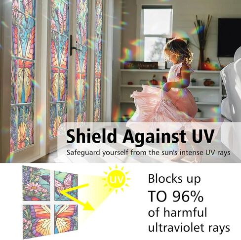 Sunflower Stained Glass Window Film, Decorative Sunflower Stained Glass Window Film, Sunflower Stained Glass Window Film for Bathroom Shower Door Heat Anti UV in Kuwait