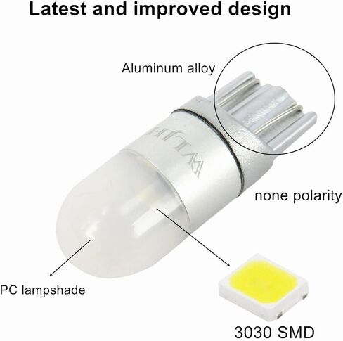 WLJH 2pcs Pure White T10 LED Bulb 194 168 W5W 12V 18V 3030 Chipsets with 360 Degree Projection for Car Truck Motorcycle Interior Dome License Plate Parking Sidemarker Side Light in Saudi Arabia