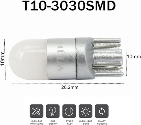 WLJH 2pcs Pure White T10 LED Bulb 194 168 W5W 12V 18V 3030 Chipsets with 360 Degree Projection for Car Truck Motorcycle Interior Dome License Plate Parking Sidemarker Side Light in Saudi Arabia