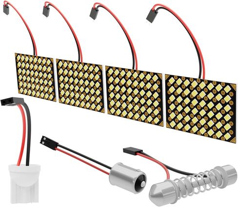 4 مجموعات LED LED أضواء القبة لـ CAR RV Camper ، 6000K COOL WHITE 12V 48SMD DEITION PANE KIT ، بديل عالمي للخريطة ، الجذع ، أضواء القراءة ، T10 W5W 168 194 2825 ، BA9S ، 28-42 مم محول FESTOON in Kuwait