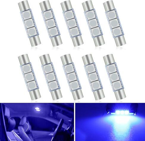 Pack-10 Car 28mm LED LED ضوء ، 6614F/6612F 5050-3SMD رقائق 180 ° إضاءة ماكياج ماكياج سوبر مشرق ، قابس ، لا تلعب أي تأخير بديل لضوء السقف ، Universal للسيارات (أبيض دافئ) in Saudi Arabia