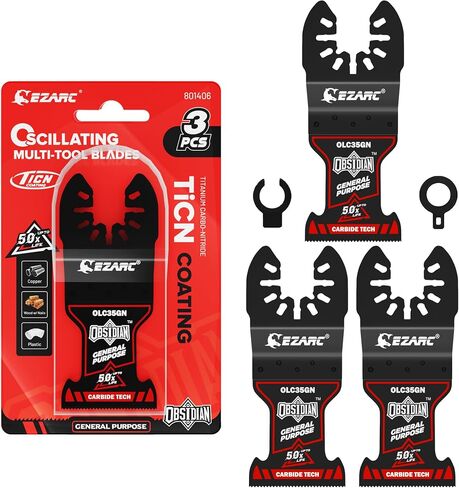 Ezarc sbostidian carbide تذبذب شفرات المنشار ، شفرات الأدوات المتعددة ، إطلاق سريع للمعادن الصلبة ، الأظافر ، البراغي والمسامير ، 3 عبوات in Kuwait
