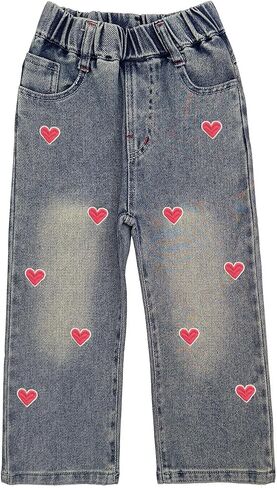 Peacolate 2-12Years Little Big Girls Spring Autumn Embroidered Jeans Pants for Kid in Saudi Arabia