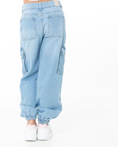 Cargo Pants for Girls - High Waist Wide Leg Baggy Jean for Teens Fashionable Loose Fitting Flap Pocket Denim in Saudi Arabia