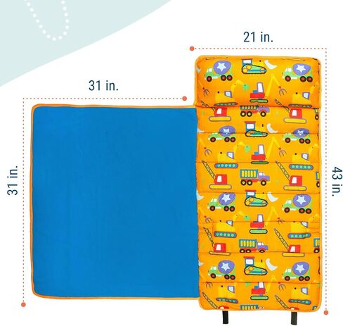 Wildkin Toddler Kids Nap Mat with Pillow for Boys & Girls – Soft & Cozy Microfiber Sleeping Mat for Daycare, Preschool, Kindergarten & Travel, Ages 3–5, Machine Washable in Saudi Arabia