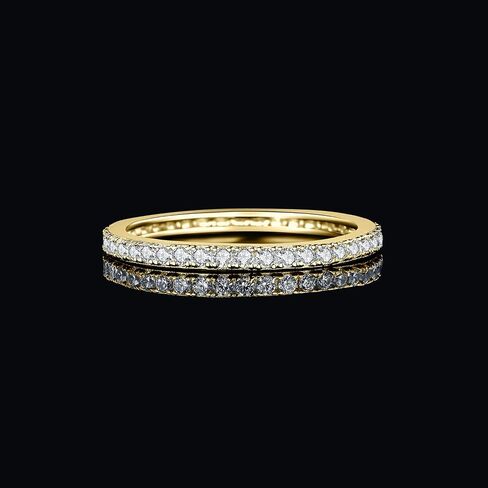 JewelryPalace Genuine Moissanite Wedding Rings for Women, Eternity 14k White Yellow Rose Gold Plated 925 Sterling Silver Promise Ring for Her, Round Cut Simulated Diamond Anniversary Band Ring VVS D-F in Saudi Arabia