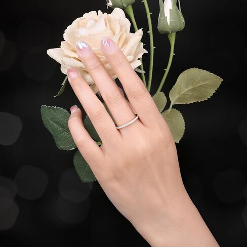 JewelryPalace Genuine Moissanite Wedding Rings for Women, Eternity 14k White Yellow Rose Gold Plated 925 Sterling Silver Promise Ring for Her, Round Cut Simulated Diamond Anniversary Band Ring VVS D-F in Saudi Arabia