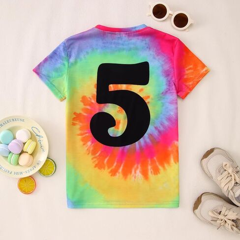أنا مرحبًا ، أنا فتاة عيد ميلاد القمصان للأطفال الصغار الفتيات عيد ميلاد TIE DYE T-Shirt ملابس الحفلات TEES TOPS 5-10Y in Kuwait