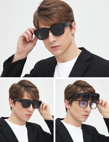 BIRCEN Polarized Fit Over Sunglasses: Wear Over Glasses Sunglasses Wrap Around Fitover Shades for Men Women UV Protection in Kuwait