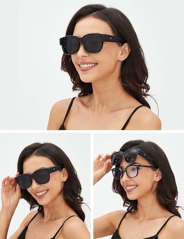 BIRCEN Polarized Fit Over Sunglasses: Wear Over Glasses Sunglasses Wrap Around Fitover Shades for Men Women UV Protection in Kuwait