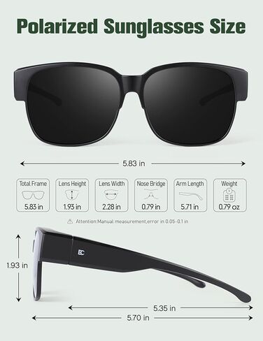 BIRCEN Polarized Fit Over Sunglasses: Wear Over Glasses Sunglasses Wrap Around Fitover Shades for Men Women UV Protection in Kuwait