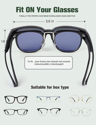 BIRCEN Polarized Fit Over Sunglasses: Wear Over Glasses Sunglasses Wrap Around Fitover Shades for Men Women UV Protection in Kuwait