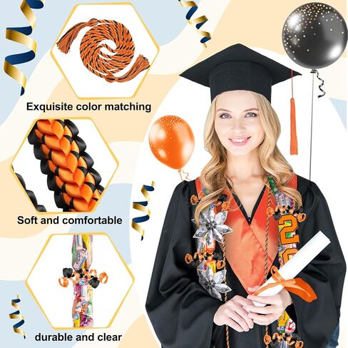 Spakon 13 Pcs Graduation Leis 2025 Graduation Candy Lei Kit Class of 2025 Ribbon Double Lei Necklace Party Accessories in Saudi Arabia
