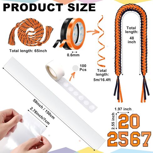 Spakon 13 Pcs Graduation Leis 2025 Graduation Candy Lei Kit Class of 2025 Ribbon Double Lei Necklace Party Accessories in Saudi Arabia