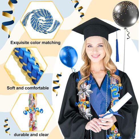 Spakon 13 Pcs Graduation Leis 2025 Graduation Candy Lei Kit Class of 2025 Ribbon Double Lei Necklace Party Accessories in Saudi Arabia