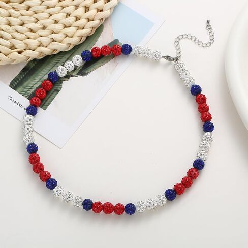 Baseball Necklace - Glitter Bling Clay Beaded Ice Collection Necklace for Men Boys Cool Gifts for Baseball Players Lovers in Saudi Arabia