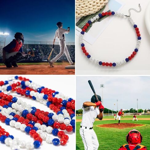 Baseball Necklace - Glitter Bling Clay Beaded Ice Collection Necklace for Men Boys Cool Gifts for Baseball Players Lovers in Saudi Arabia
