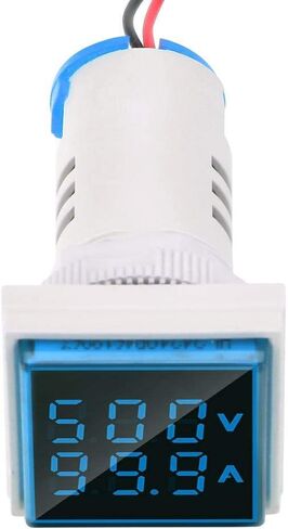 LED عرض الفولتميتر ، اختبار الجهد تيار كاشف مربع 22 مم لوحة العرض المزدوجة فولتميتر AMMETER AC 0-100A 60-500V متر مؤشر (الأزرق) in Saudi Arabia