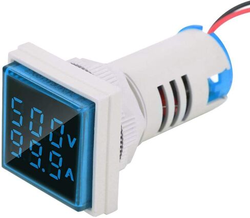 LED عرض الفولتميتر ، اختبار الجهد تيار كاشف مربع 22 مم لوحة العرض المزدوجة فولتميتر AMMETER AC 0-100A 60-500V متر مؤشر (الأزرق) in Saudi Arabia