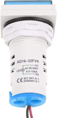 LED عرض الفولتميتر ، اختبار الجهد تيار كاشف مربع 22 مم لوحة العرض المزدوجة فولتميتر AMMETER AC 0-100A 60-500V متر مؤشر (الأزرق) in Saudi Arabia