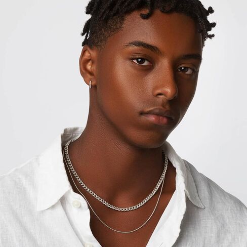 3/5mm 14K Real Gold/Real Silver Plated Cuban Chain for Men Boys, Stainless Steel Cuban Link Chain for Men Boys Sturdy Non-Fading Necklace Jewelery Gifts for Him 16/18/20/22/24 Inch in Saudi Arabia