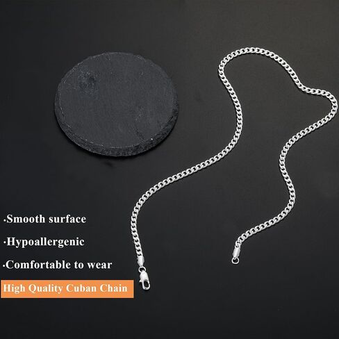 3/5mm 14K Real Gold/Real Silver Plated Cuban Chain for Men Boys, Stainless Steel Cuban Link Chain for Men Boys Sturdy Non-Fading Necklace Jewelery Gifts for Him 16/18/20/22/24 Inch in Saudi Arabia