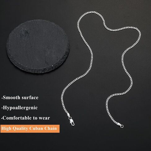 3/5mm 14K Real Gold/Real Silver Plated Cuban Chain for Men Boys, Stainless Steel Cuban Link Chain for Men Boys Sturdy Non-Fading Necklace Jewelery Gifts for Him 16/18/20/22/24 Inch in Saudi Arabia