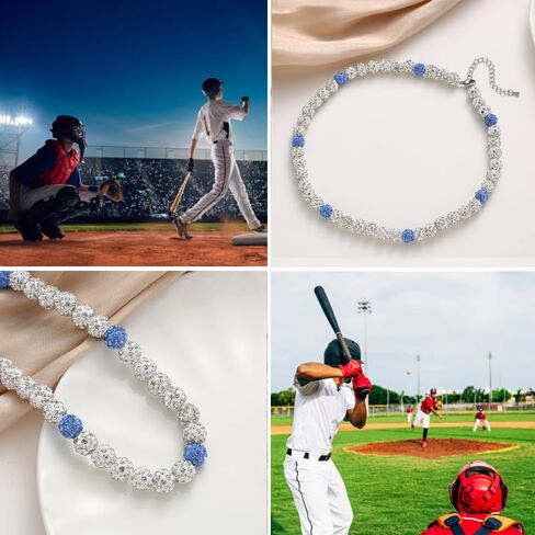 Baseball Necklace - Glitter Bling Clay Beaded Ice Collection Necklace for Men Boys Cool Gifts for Baseball Players Lovers in Saudi Arabia