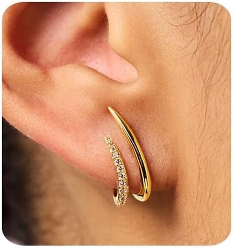 Gold Earrings for Women Trendy 14K Gold Plated Stud Earrings Dainty Minimalist Simple Hypoallergenic Earrings Jewelry Gift for Her in Saudi Arabia