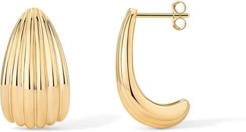 PAVOI 14K Gold Plated Chunky Vintage Earrings for Women - Trendy Textured Ribbed Knot Geometric Triangle Rope Button Seashell Wing Dangle Drop Stud Earrings Dupes in Saudi Arabia