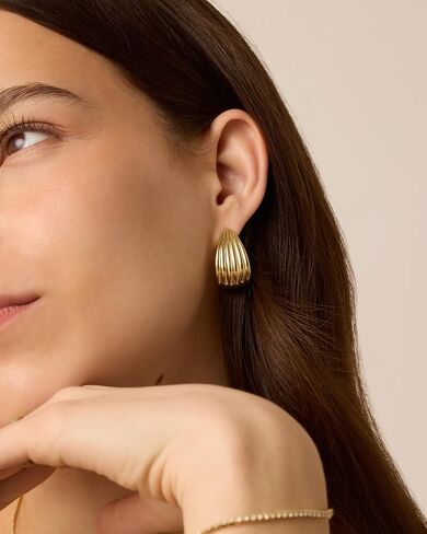 PAVOI 14K Gold Plated Chunky Vintage Earrings for Women - Trendy Textured Ribbed Knot Geometric Triangle Rope Button Seashell Wing Dangle Drop Stud Earrings Dupes in Saudi Arabia