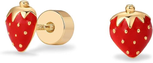 Pavoi 14k Gold Plated Sterling Silver Posts Flatback مسطح أقراط للنساء - تلوين الفلفل الحار الفلفل الفلفل البخاري الكرز الرموز التعبيرية in Kuwait