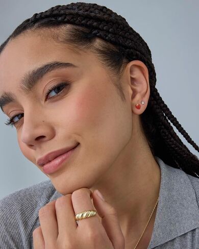 Pavoi 14k Gold Plated Sterling Silver Posts Flatback مسطح أقراط للنساء - تلوين الفلفل الحار الفلفل الفلفل البخاري الكرز الرموز التعبيرية in Kuwait