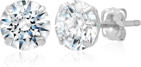 14k Gold Solitaire Round Cubic Zirconia Earrings Studs for Women & Men | Anti Tarnishing CZ Stud Earrings with 14k Gold Butterfly Pushbacks | 4MM-7.5MM by MAX + STONE in Saudi Arabia
