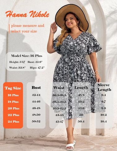 Hanna Nikole Women's Plus Size Summer Floral Dress Casual Short Sleeve Sundress Swing A Line Maxi Dresses with Pockets in Saudi Arabia