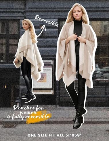 Women's Shawl Wraps Open Front Poncho Cape Oversized Sweaters Casual Cardigan Shawls for Fall Winter in Saudi Arabia