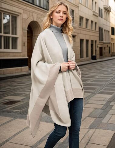 Women's Shawl Wraps Open Front Poncho Cape Oversized Sweaters Casual Cardigan Shawls for Fall Winter in Saudi Arabia