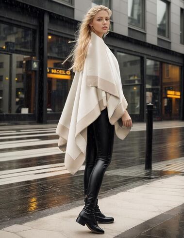 Women's Shawl Wraps Open Front Poncho Cape Oversized Sweaters Casual Cardigan Shawls for Fall Winter in Saudi Arabia