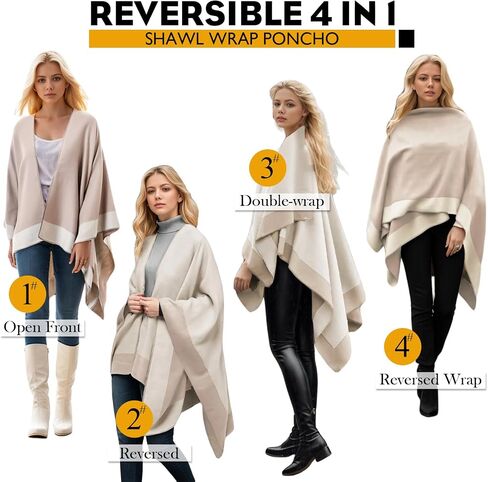 Women's Shawl Wraps Open Front Poncho Cape Oversized Sweaters Casual Cardigan Shawls for Fall Winter in Saudi Arabia