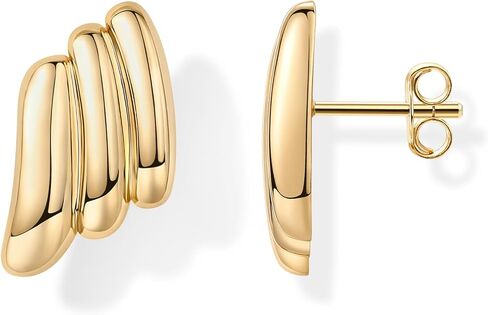 PAVOI 14K Gold Plated Chunky Vintage Earrings for Women - Trendy Textured Ribbed Knot Geometric Triangle Rope Button Seashell Wing Dangle Drop Stud Earrings Dupes in Saudi Arabia