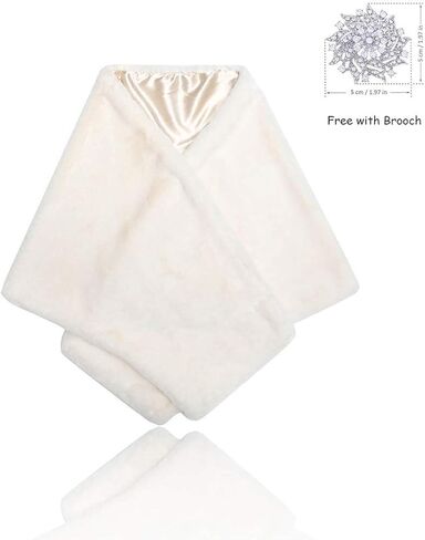 Yalice Women Wedding Faux Fur Fur Shawn and Wrap Bridal Fur Fur Scarf for Bride and Intersmaids in Kuwait