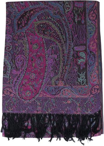 Women Paisley Pashmina Shawl Wrap نمط ملون مطرزة وشاح الشتاء عكسي in Kuwait
