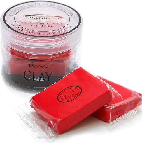 Car Clay Bars Auto تفاصيل 2 حزمة 100 جرام من Takavu ، مواد متوسطة الدرجة متوسطة ، تفاصيل تلقائية منظف طين سحري لتنظيف السيارات ، RV ، القوارب والحافلة (أحمر) in Kuwait