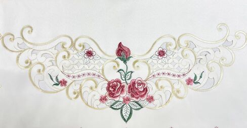 Gohd Rose Spragrance 3pcs Startain Multi-Color Embroidery with Cutworks ، Swag Valance and Tiers ، و Satin Fabric ، مجموعة ستارة مقهى Multi-Clitch (Blue) in Kuwait