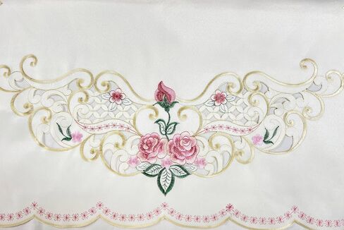 Gohd Rose Spragrance 3pcs Startain Multi-Color Embroidery with Cutworks ، Swag Valance and Tiers ، و Satin Fabric ، مجموعة ستارة مقهى Multi-Clitch (Blue) in Kuwait